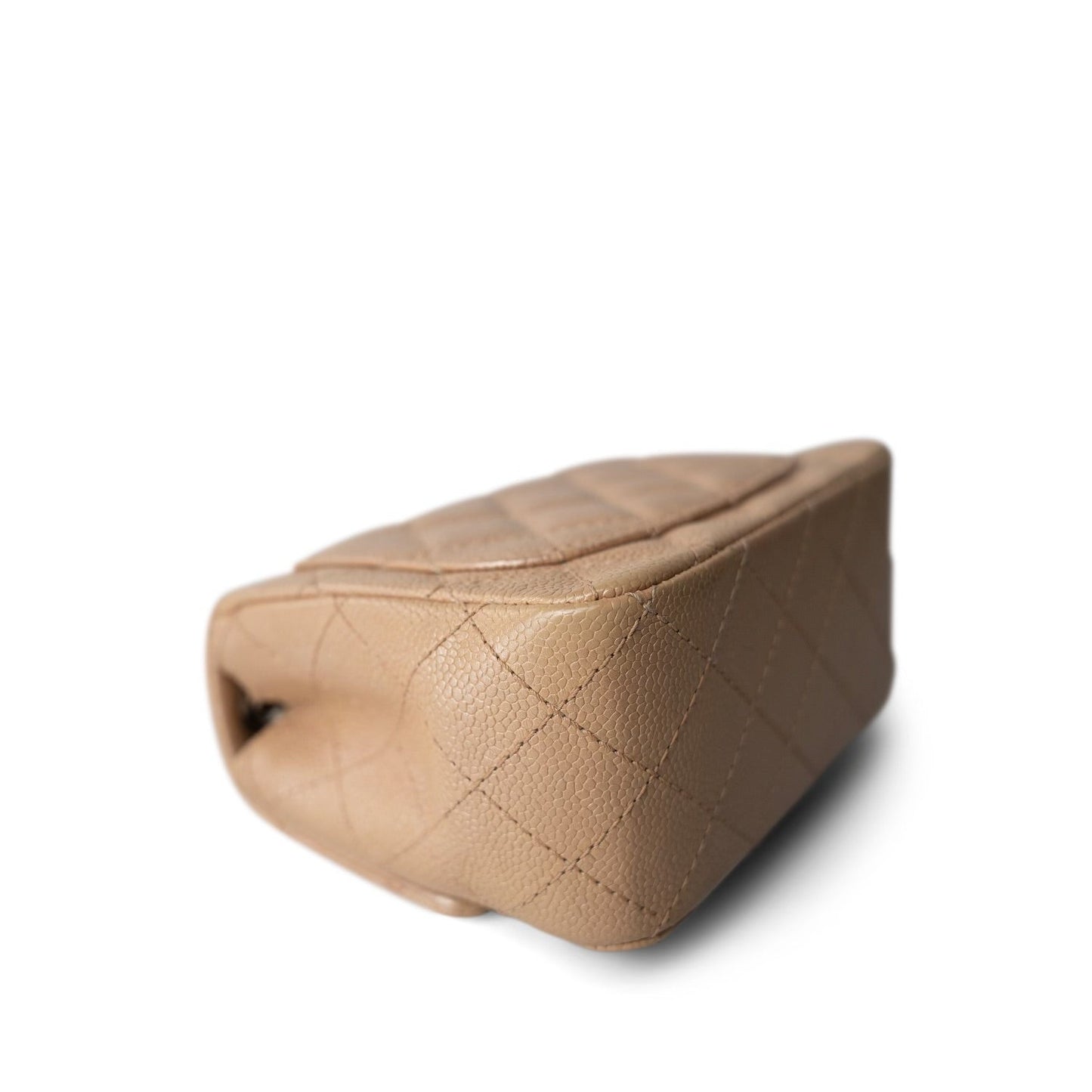 Pearly Beige Caviar Quilted Mini Square Flap SHW