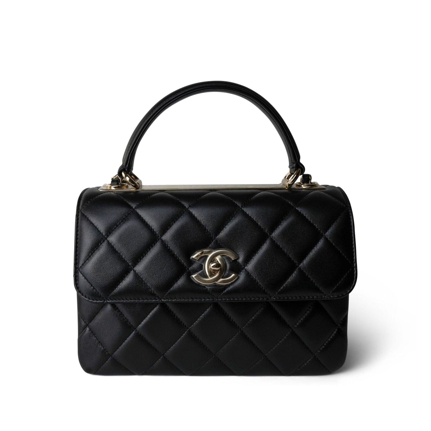 23B Black Trendy CC Lambskin Quilted Small Light Gold Hardware