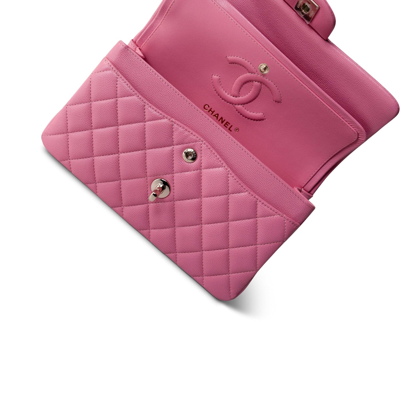 21P Pink Caviar Quilted Small Classic Flap Light Gold Hardware