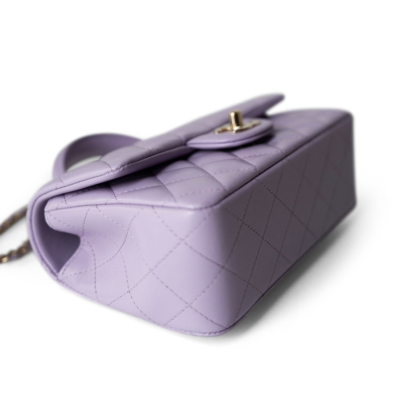 24P Lavender Lambskin Mini Top Handle Light Gold Hardware