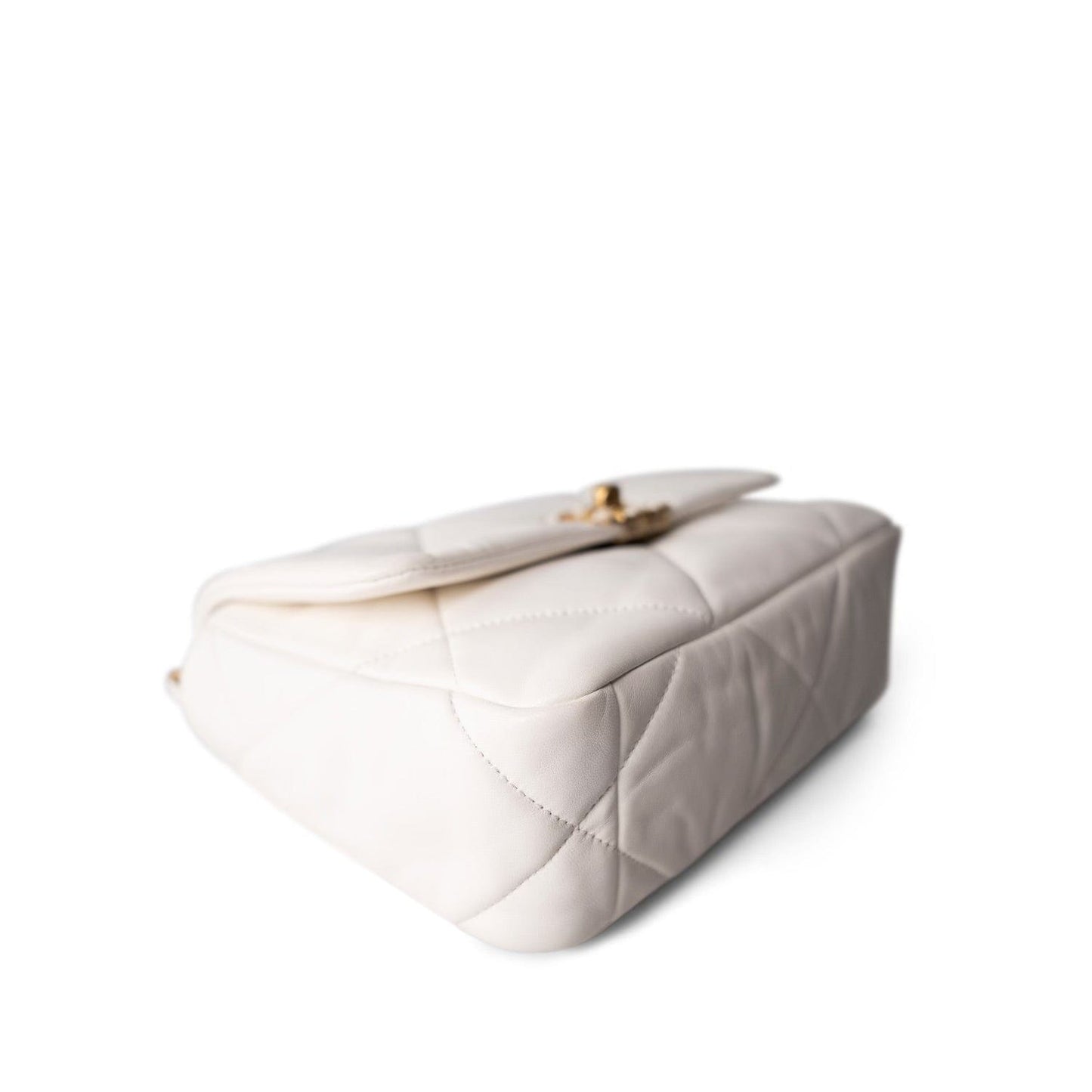White Lambskin Quilted 19 Flap Small MHW