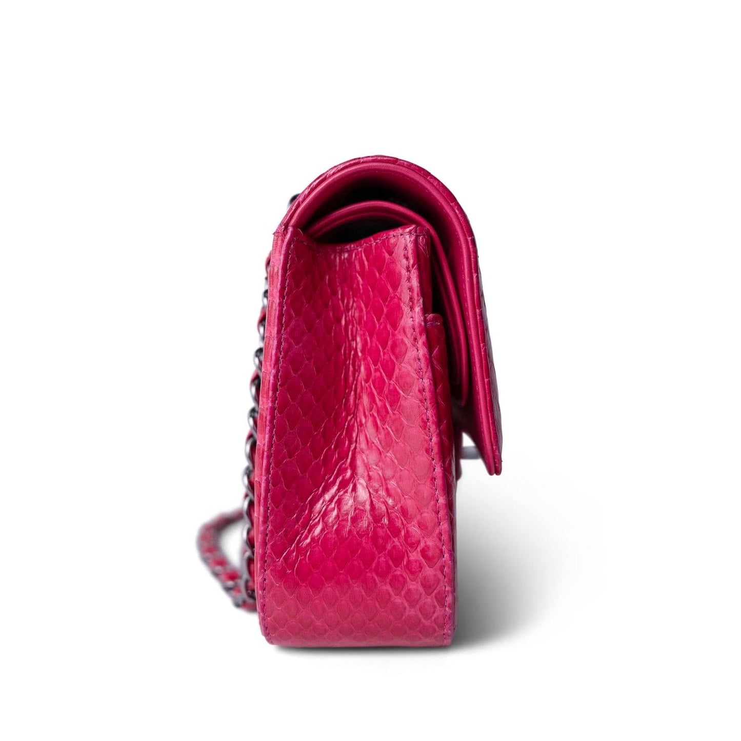 Dark Pink Python Medium Classic Double Flap