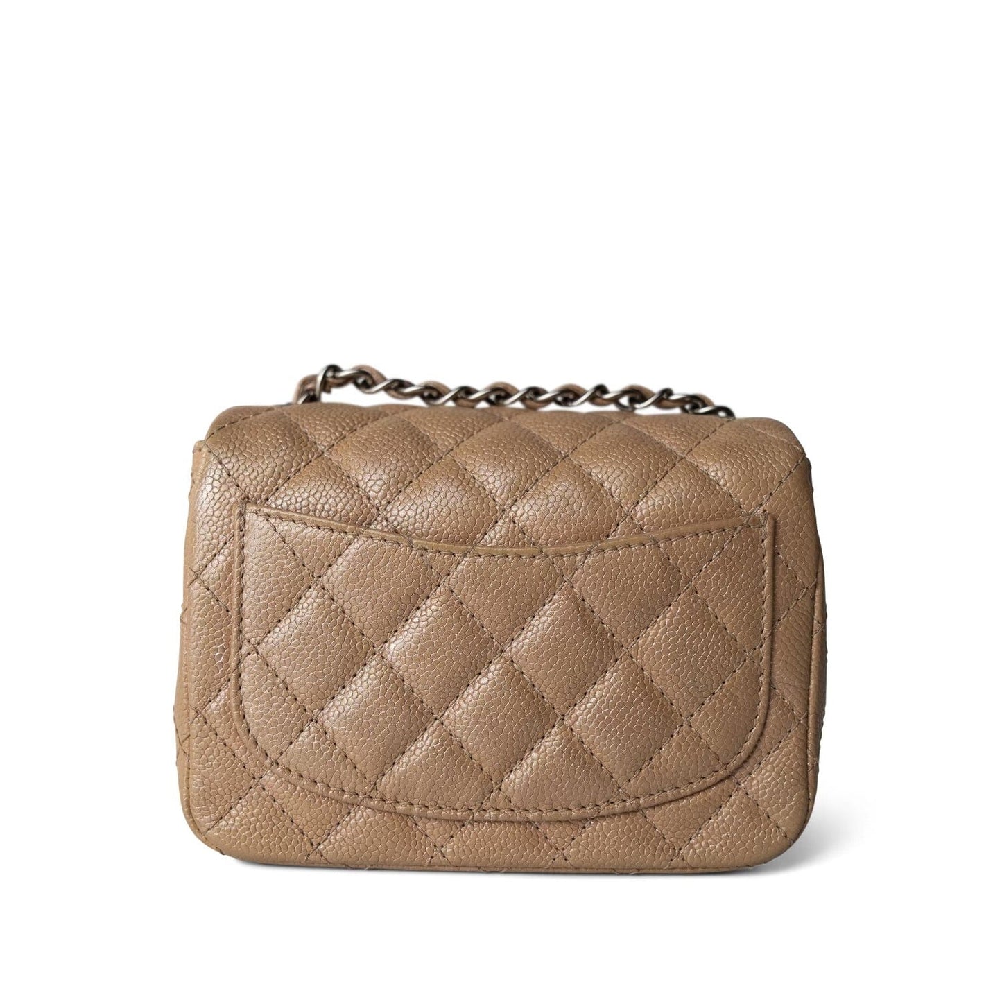 Pearly Beige Caviar Quilted Mini Square Flap SHW