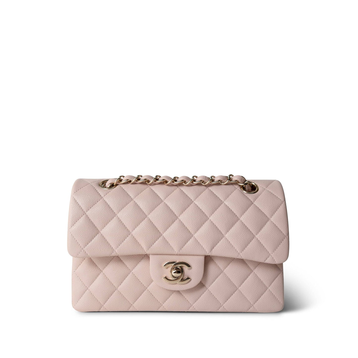 21C Light Pink Caviar Quilted Classic Flap Small LGHW