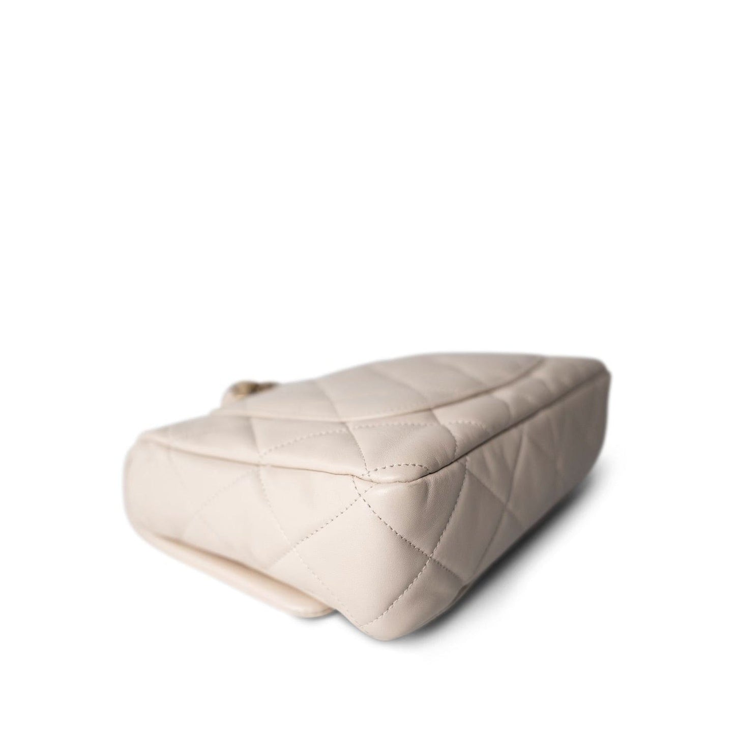 23P Light Beige Lambskin Quilted Funky Town Flap Antique GHW