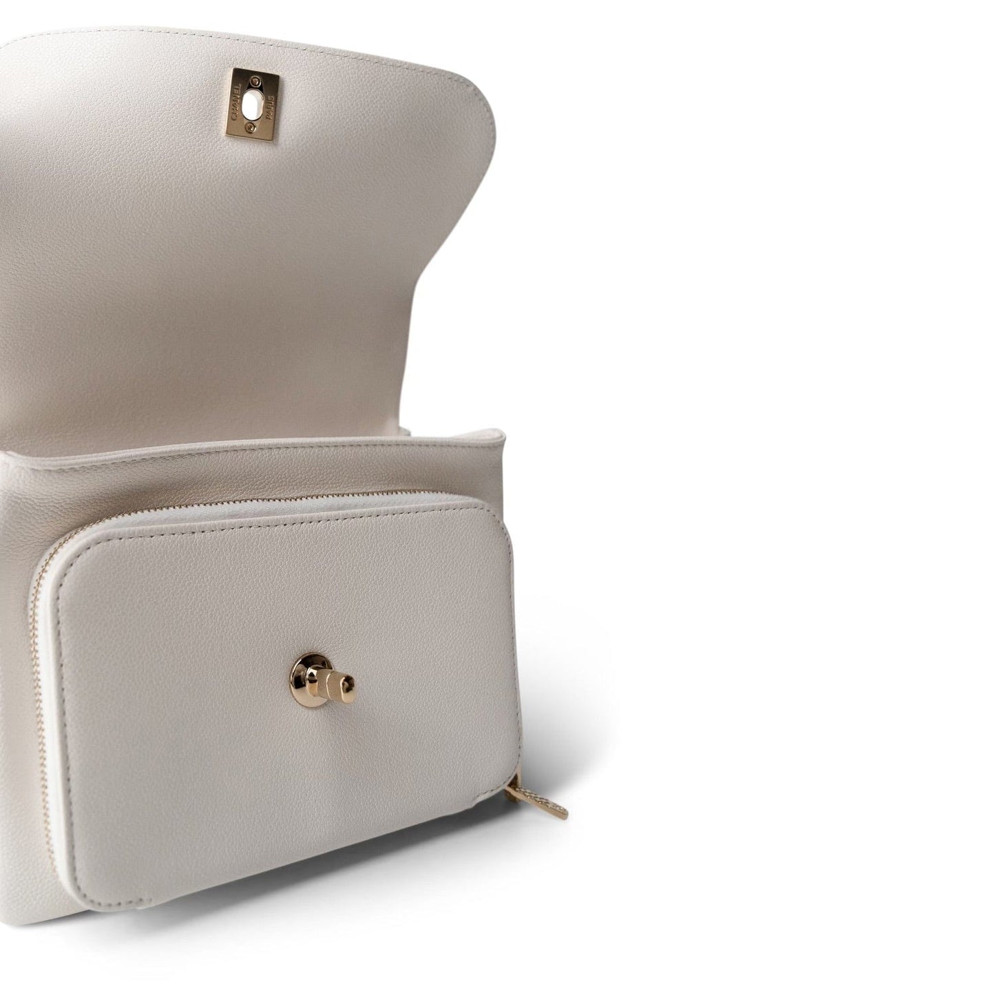 22B White Caviar Quilted Business Affinity Medium Flap Light Gold Hardware