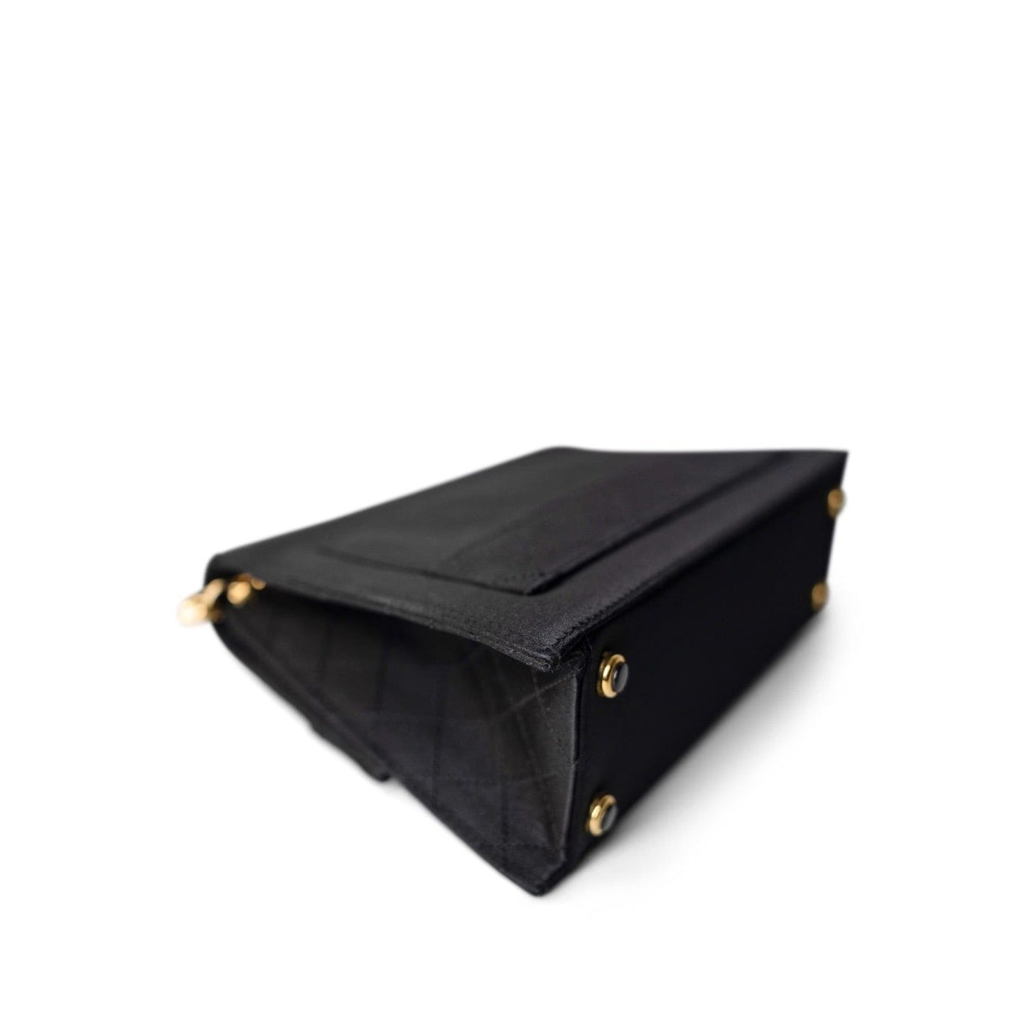 Vintage Black CC Satin Trapezoid Flap Bag