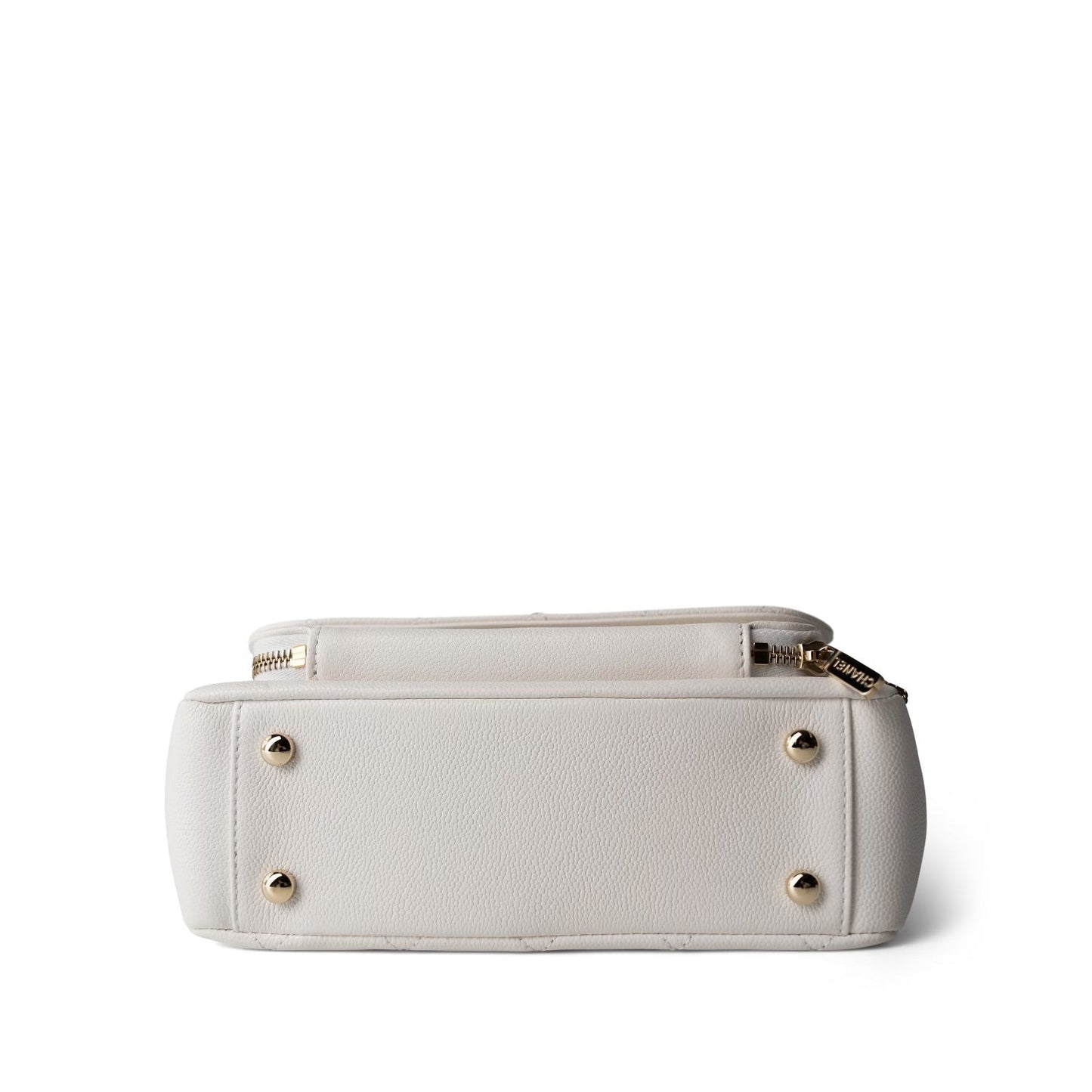 22B White Caviar Quilted Business Affinity Medium Flap Light Gold Hardware