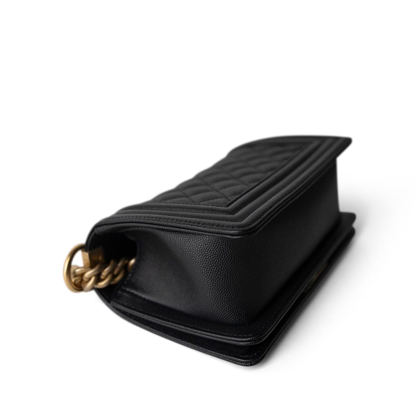 Black Caviar Quilted Small Boy Bag Aged Gold Hardware