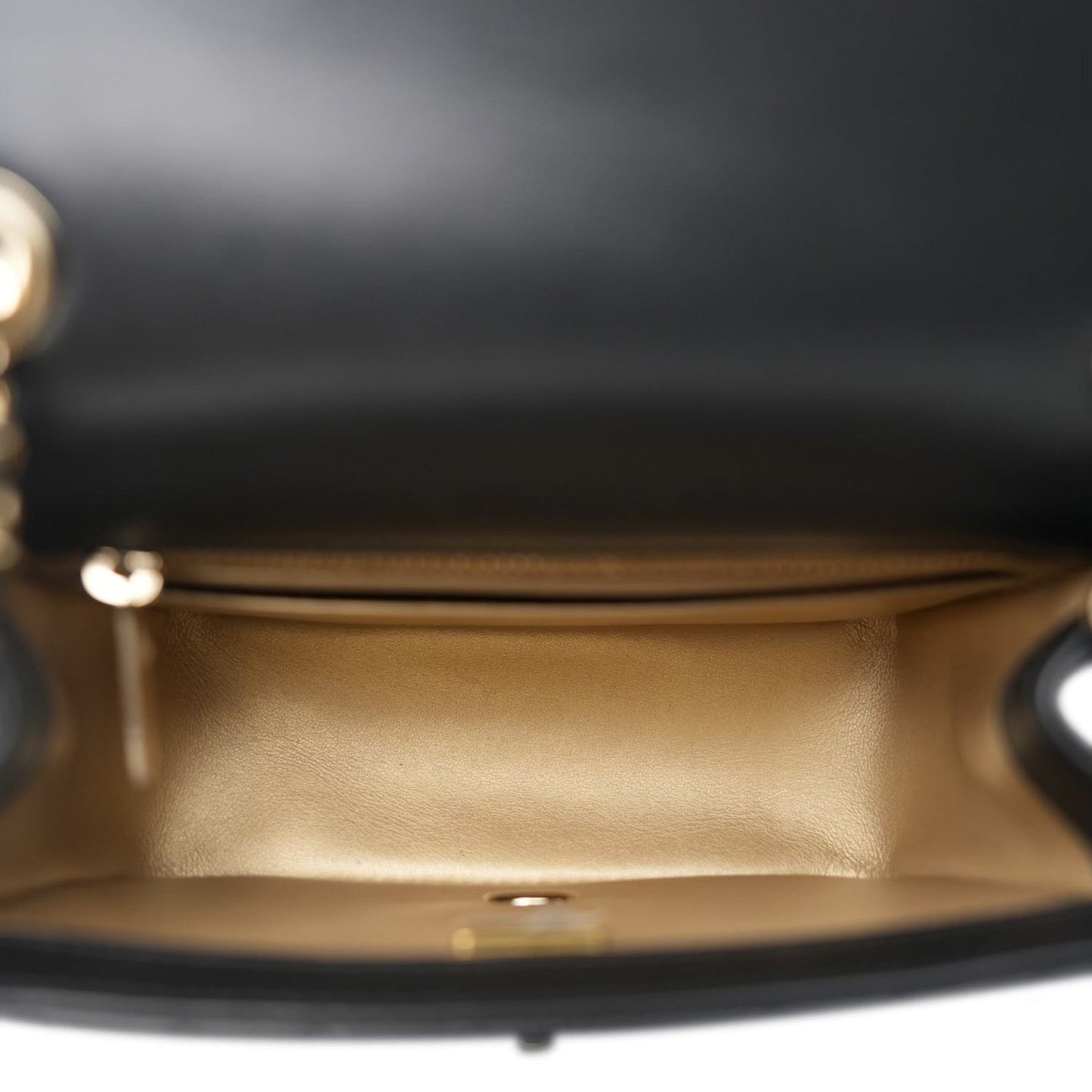 Black Lambskin Quilted Pearl Crush Mini Square Flap Light Gold Hardware