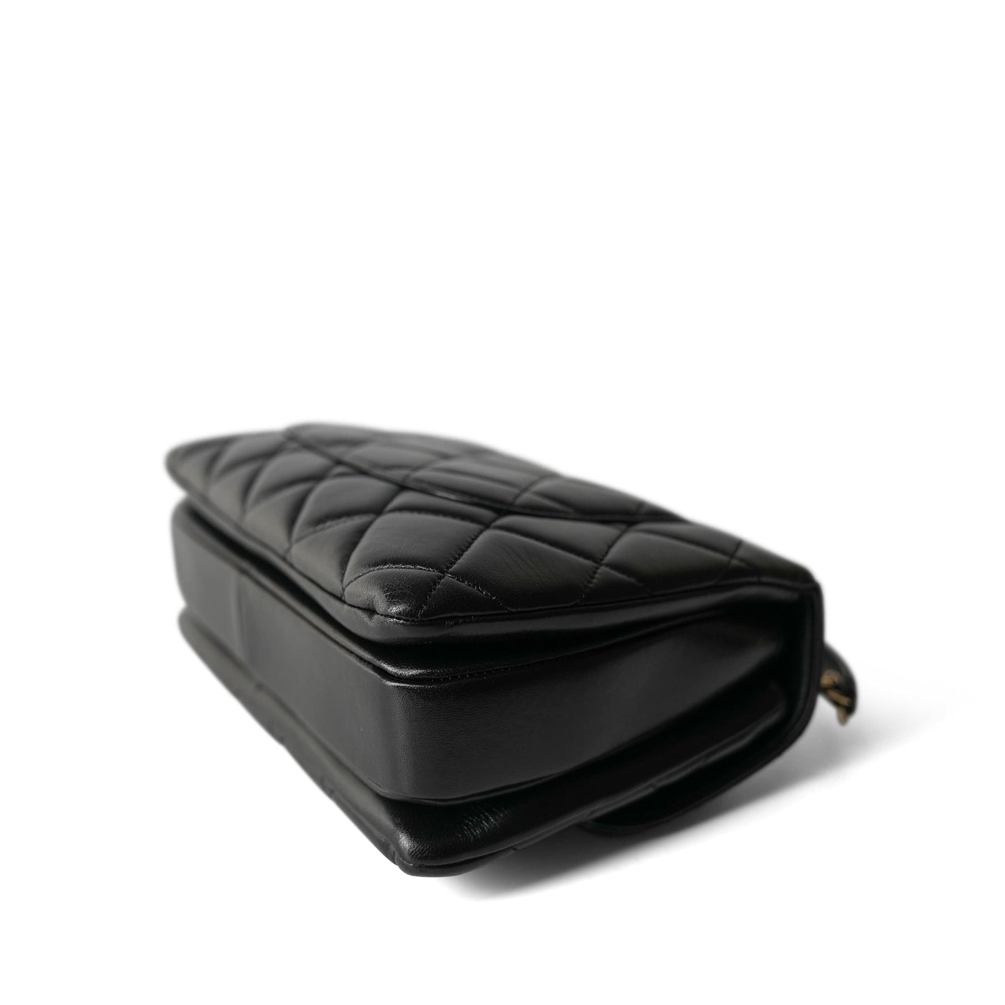 Black Lambskin Quilted Small Trendy CC