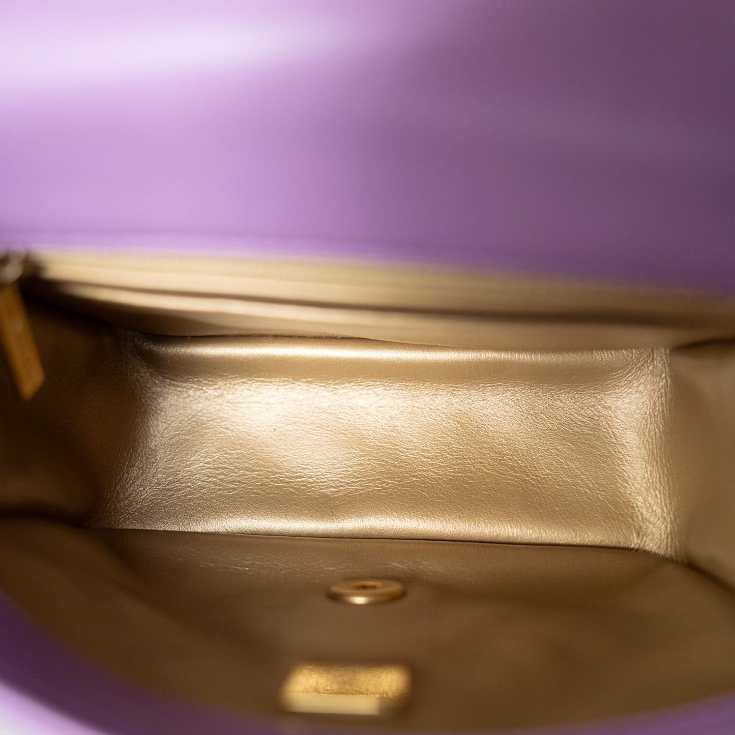 22S Purple Lambskin Quilted Pearl Crush Mini Square Aged Gold Hardware