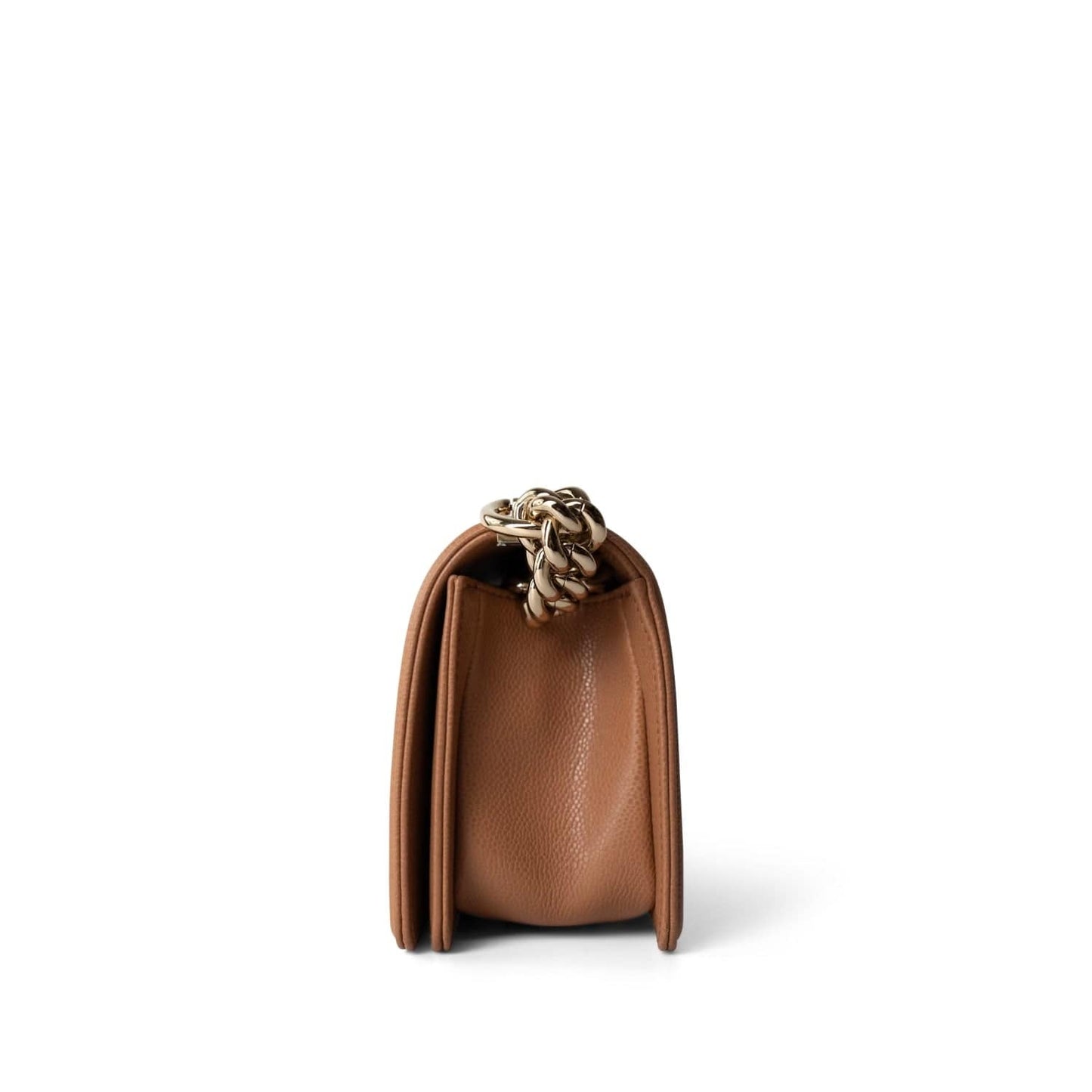 21K Caramel Caviar Quilted Small Boy Bag Light Gold Hardware