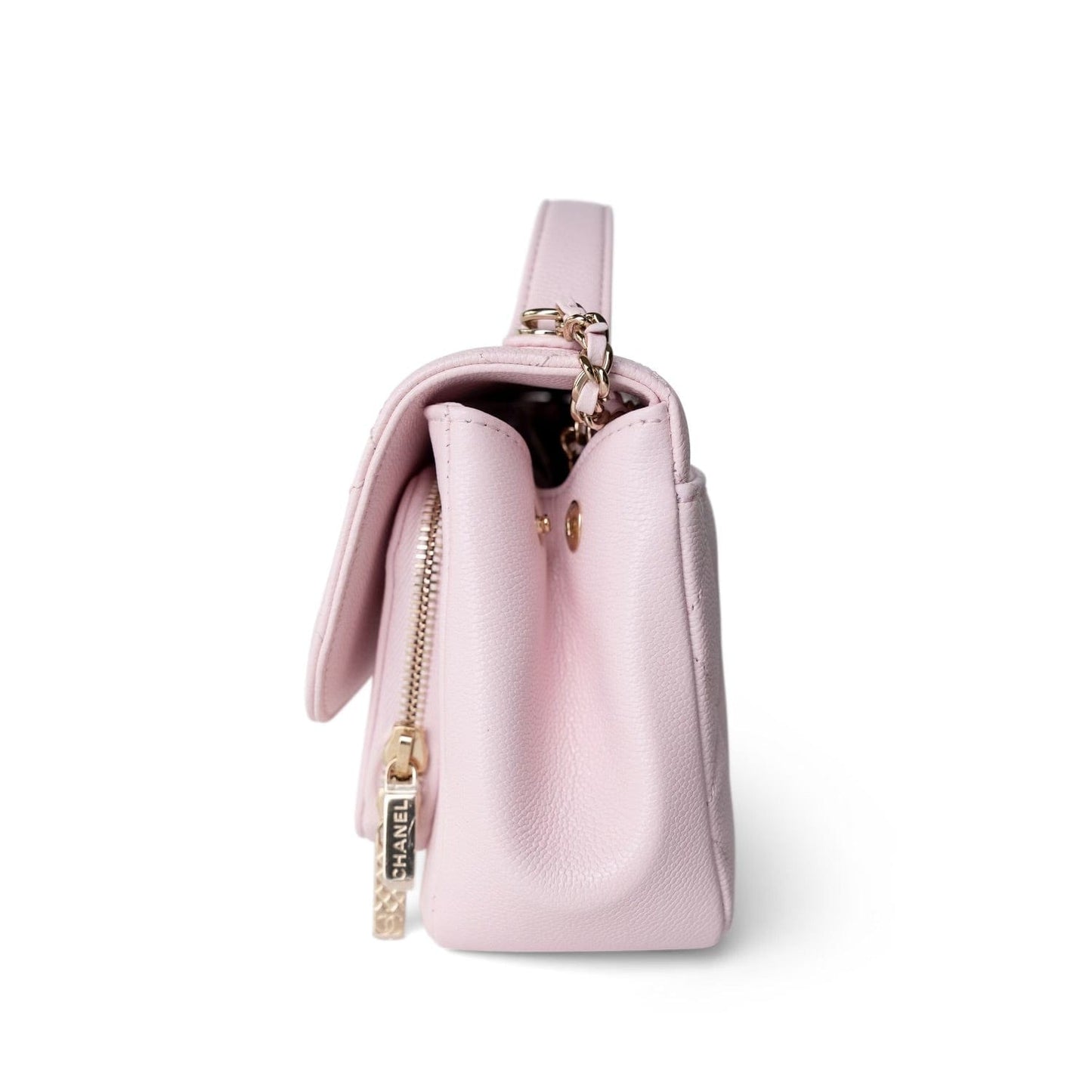 22P Light Pink Caviar Quilted Business Affinity Small Flap Light Gold Hardware