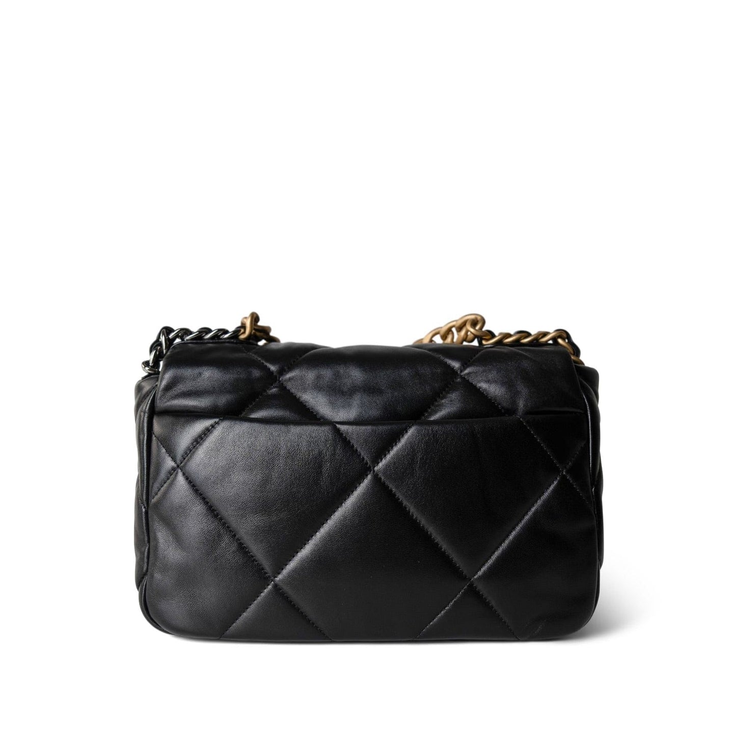 23S Black Lambskin Quilted 19 Flap Small Mixed Hardware
