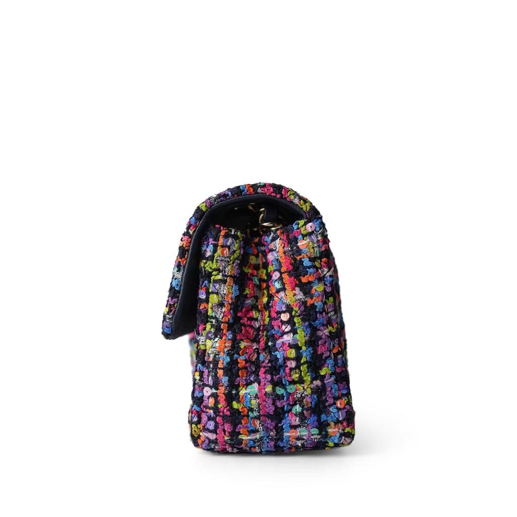 24S Multicolor Sequin Tweed Quilted Rectangular Mini Flap LGHW