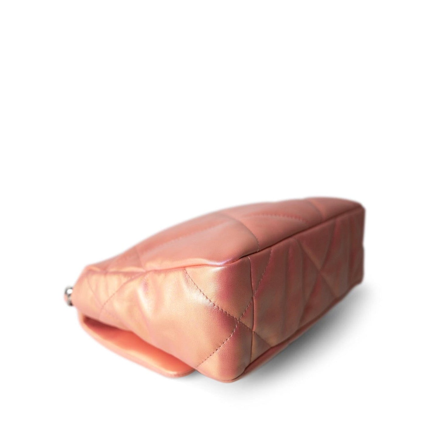 21P Iridescent Pink/Gold Lambskin Quilted 19 Flap Small Mixed Hardware