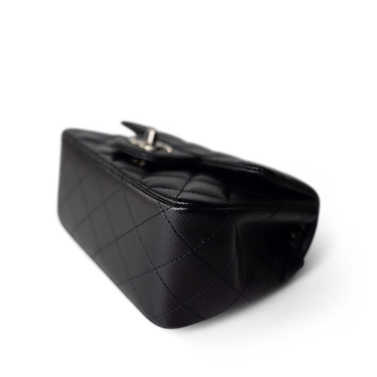 Black Caviar Quilted Mini Square Flap SHW