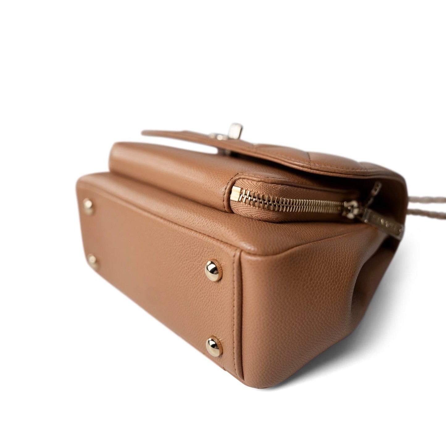 21P Caramel Beige Caviar Quilted Business Affinity Small Flap Light Gold Hardware