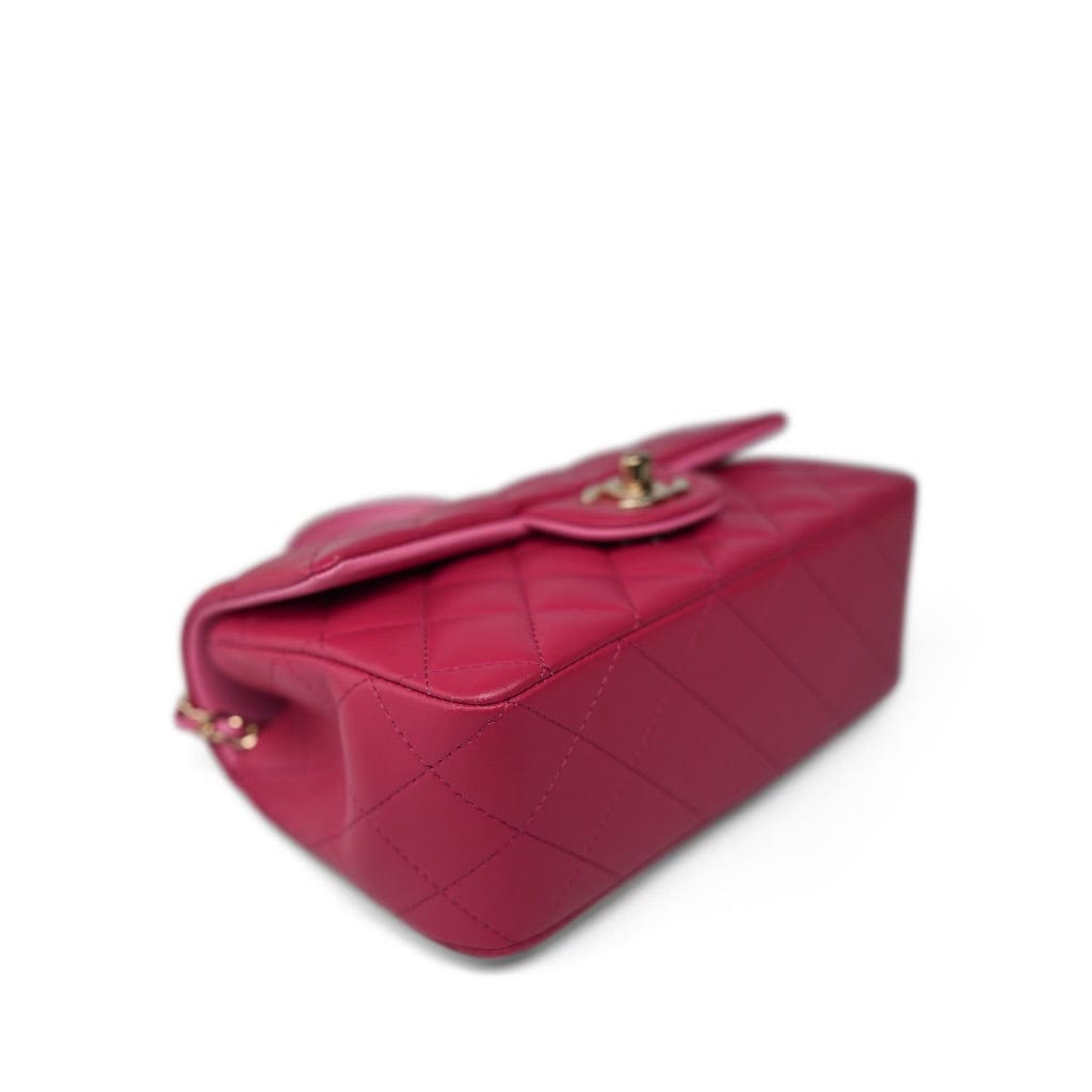 23P Dark Pink/Light Pink Lambskin Quilted Mini Top Handle LGHW