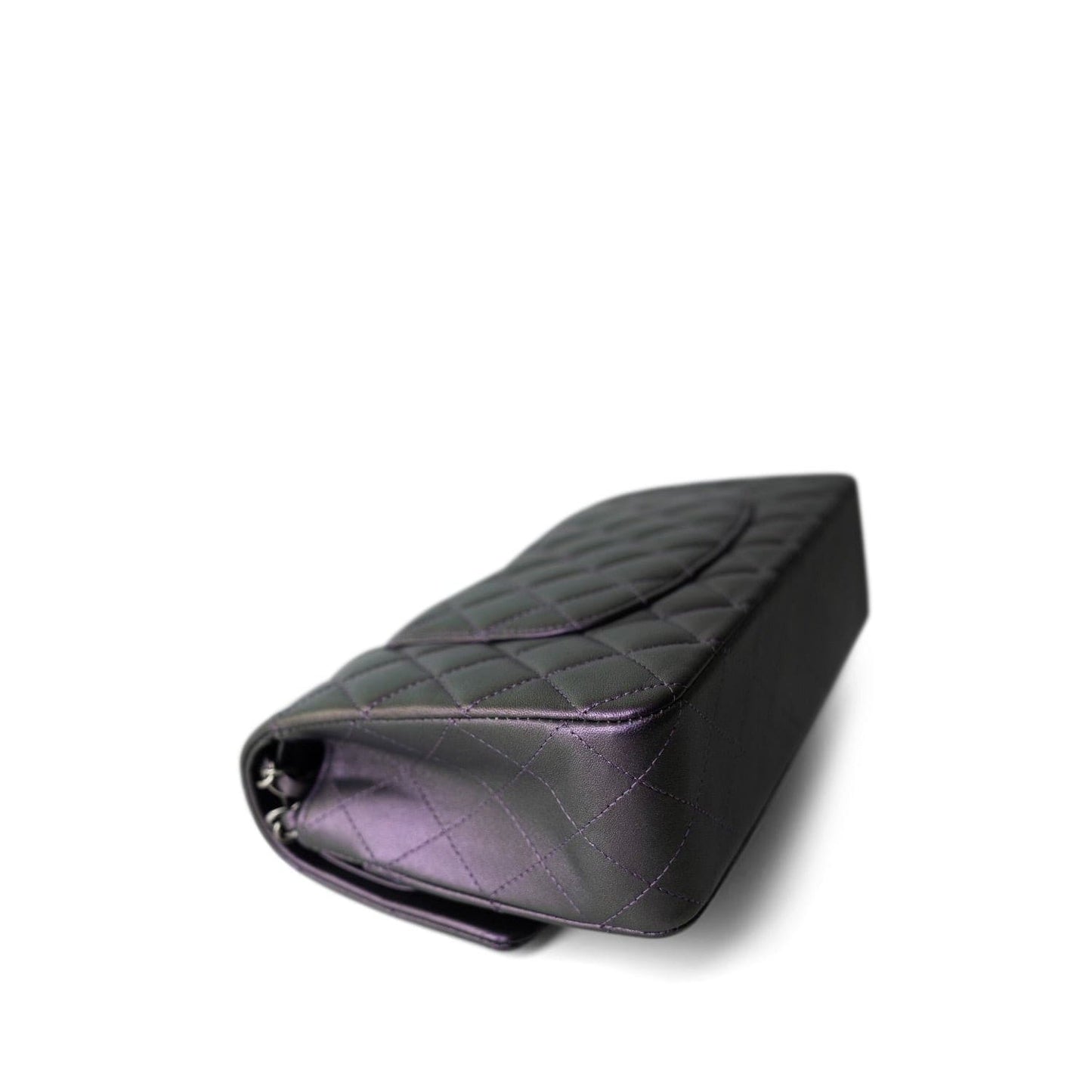 17S Purple Iridescent Lambskin Quilted Classic Flap Medium