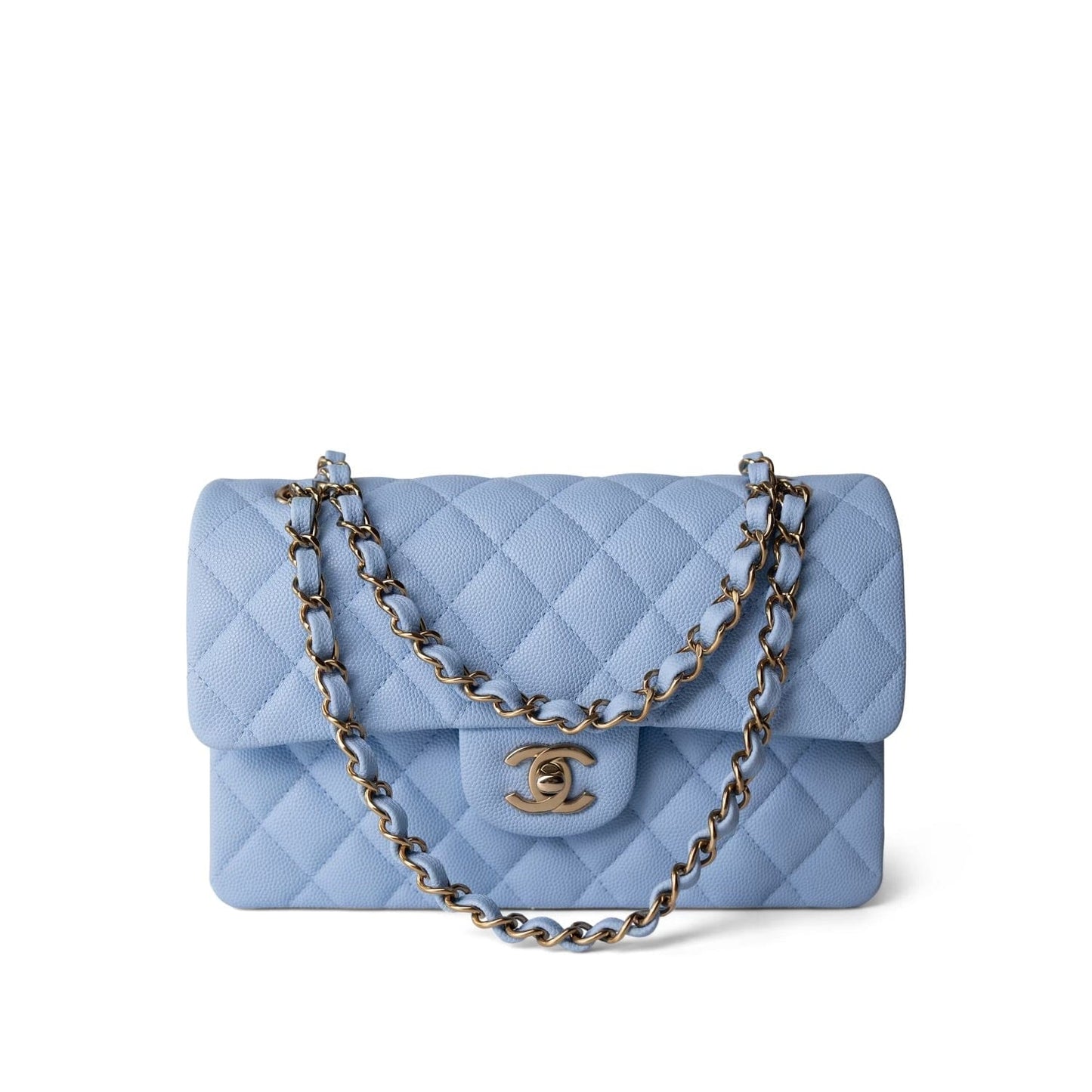 23P Light Blue Caviar Quilted Classic Flap Small Light Gold Hardware