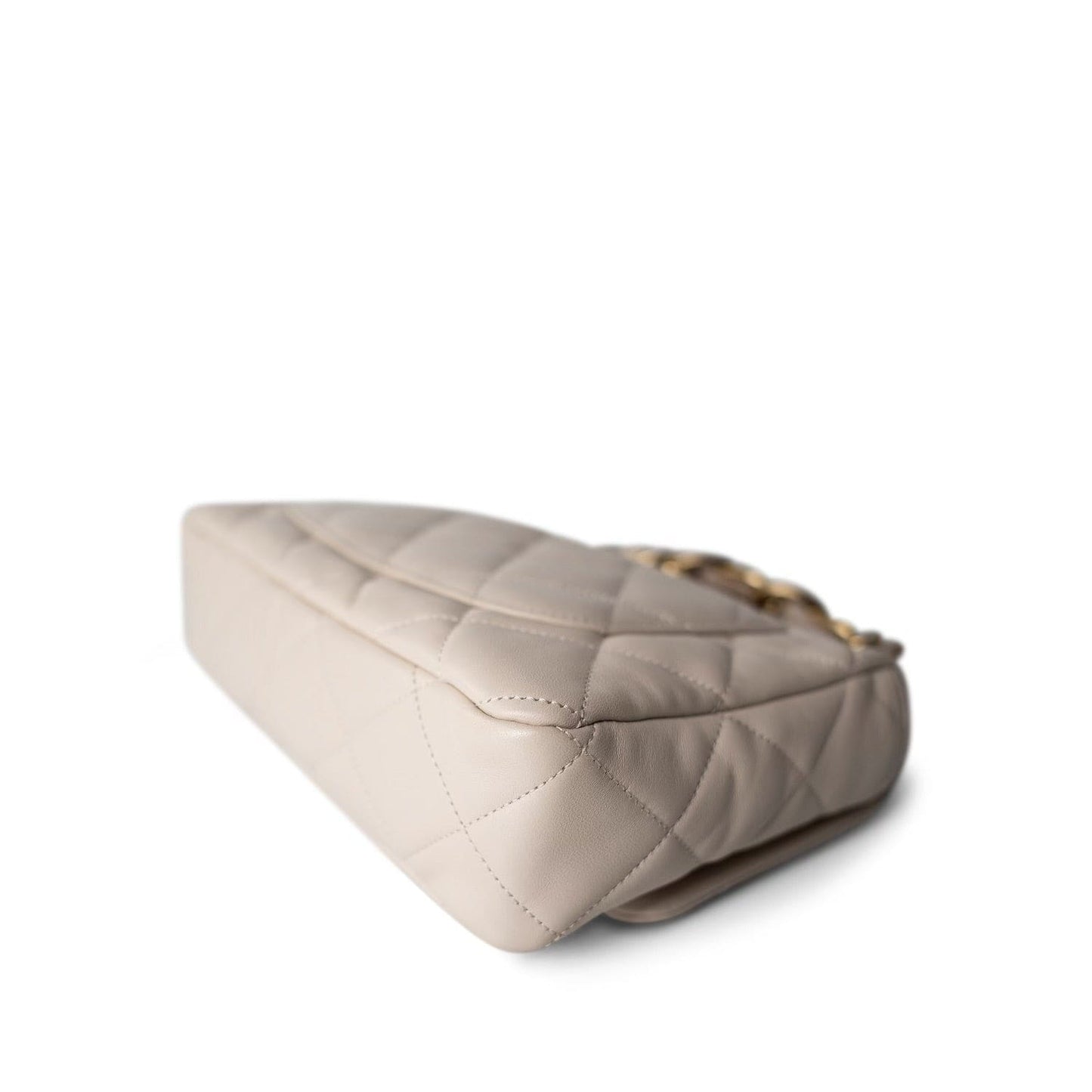 23P Light Beige Lambskin Quilted Funky Town Flap Antique GHW