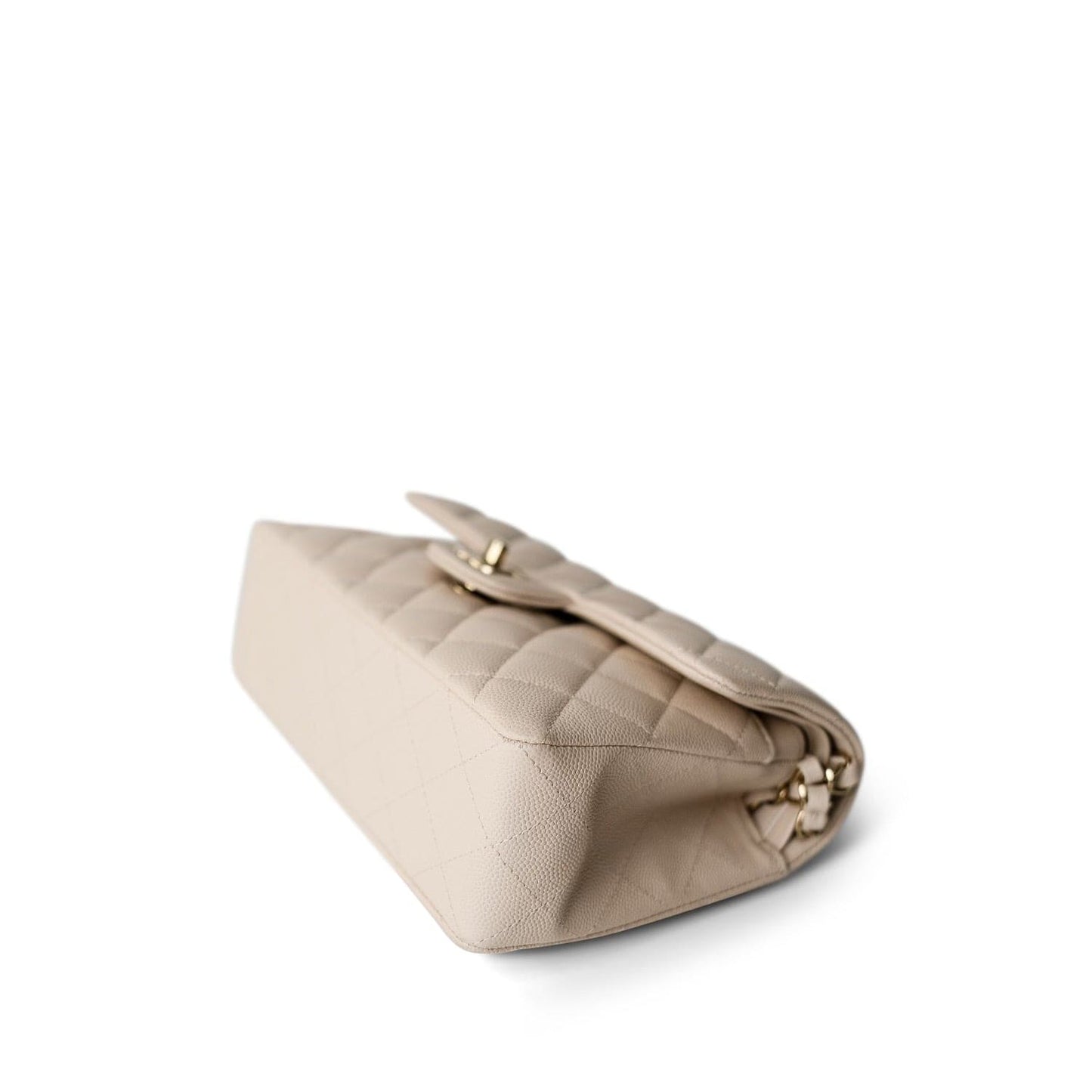 Light Beige/Nude Caviar Quilted Classic Flap Small LGHW