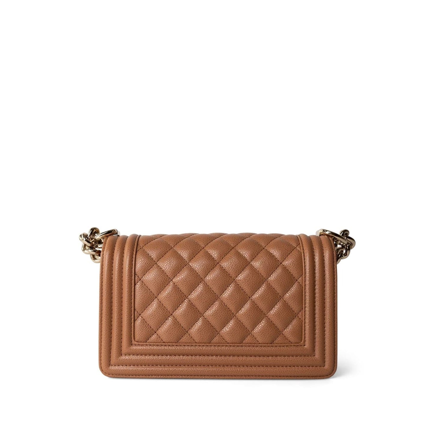 21K Caramel Caviar Quilted Small Boy Bag Light Gold Hardware