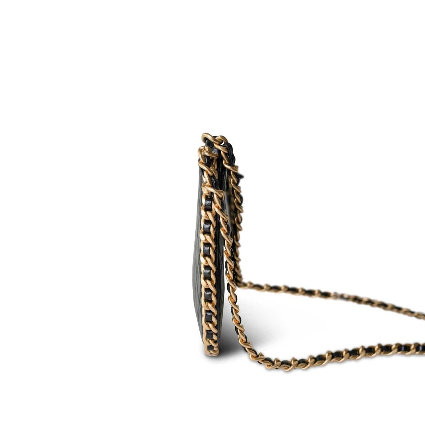 23B Black Shiny Crumpled Lambskin Quilted Large CC Hobo Bag Aged Gold Hardware