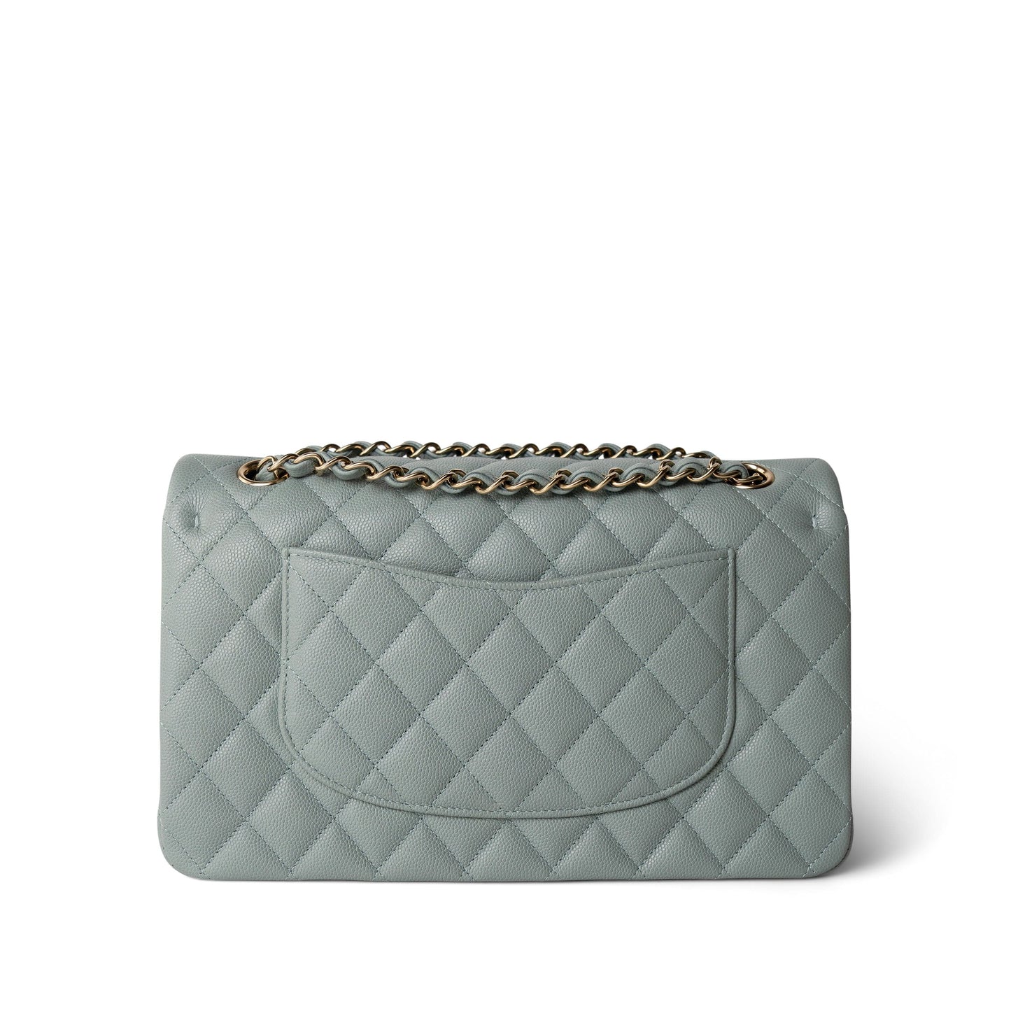 Light Green Caviar Quilted Classic Flap Medium Light Gold Hardware
