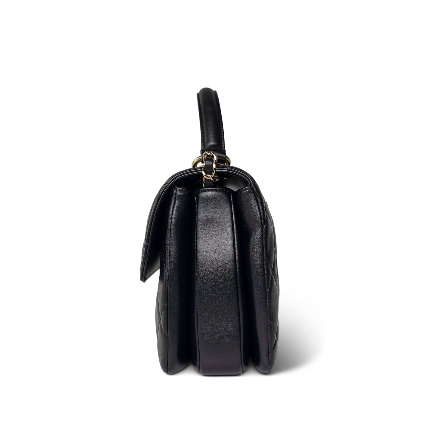 Black Lambskin Quilted Trendy CC Small Light Gold Hardware