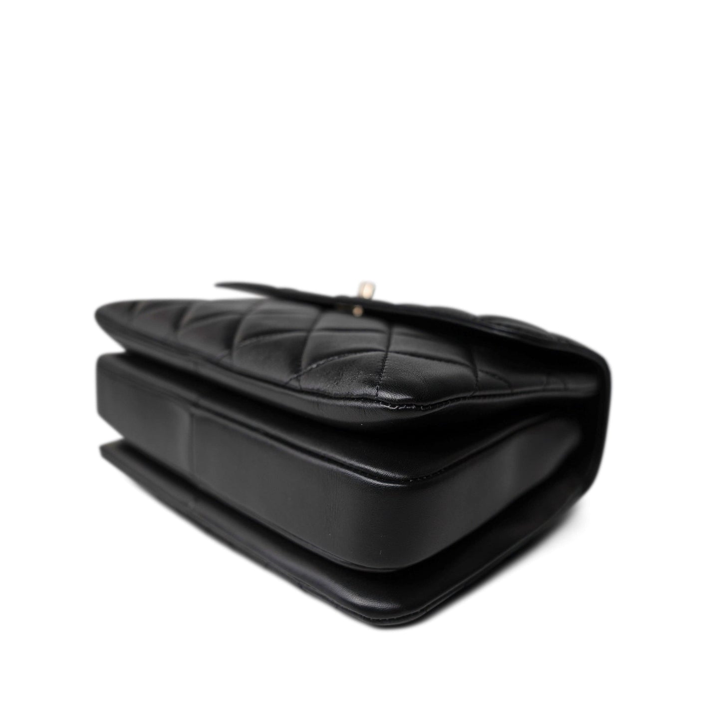 Black Lambskin Quilted Small Trendy CC LGHW