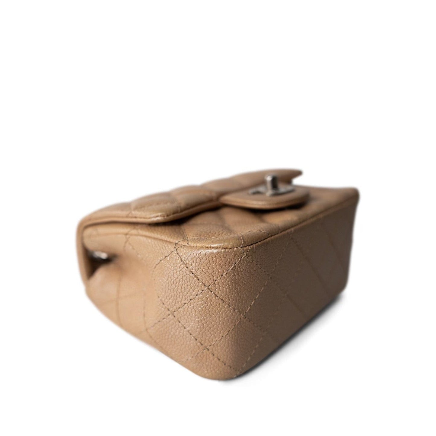 Pearly Beige Caviar Quilted Mini Square Flap SHW