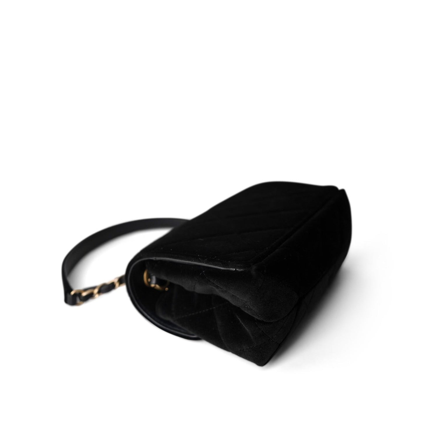 Black Velvet Strass Evening Bag Diamond Lock Flap Bag Aged GHW