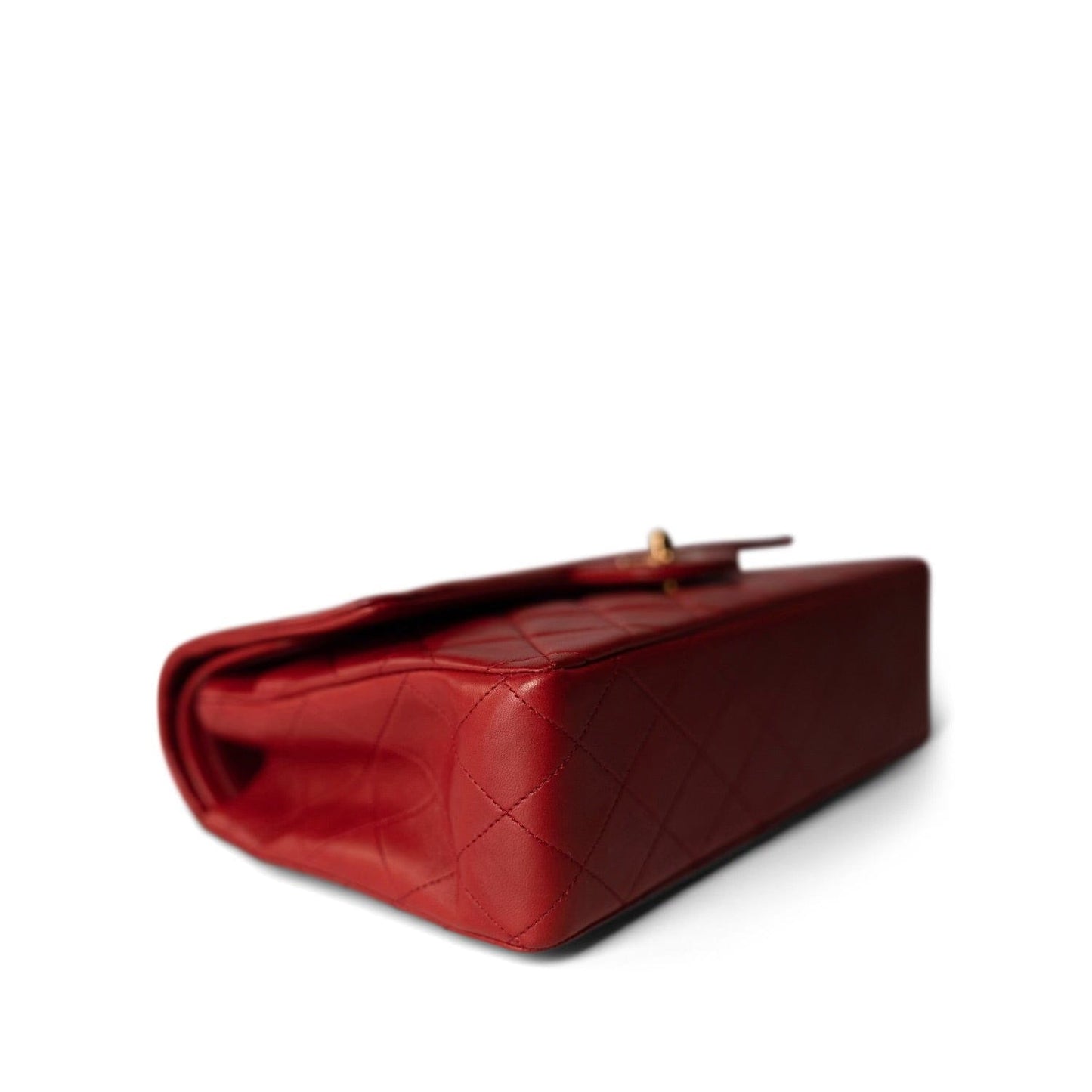 Vintage Red Lambskin Quilted Medium Classic Flap Gold Hardware