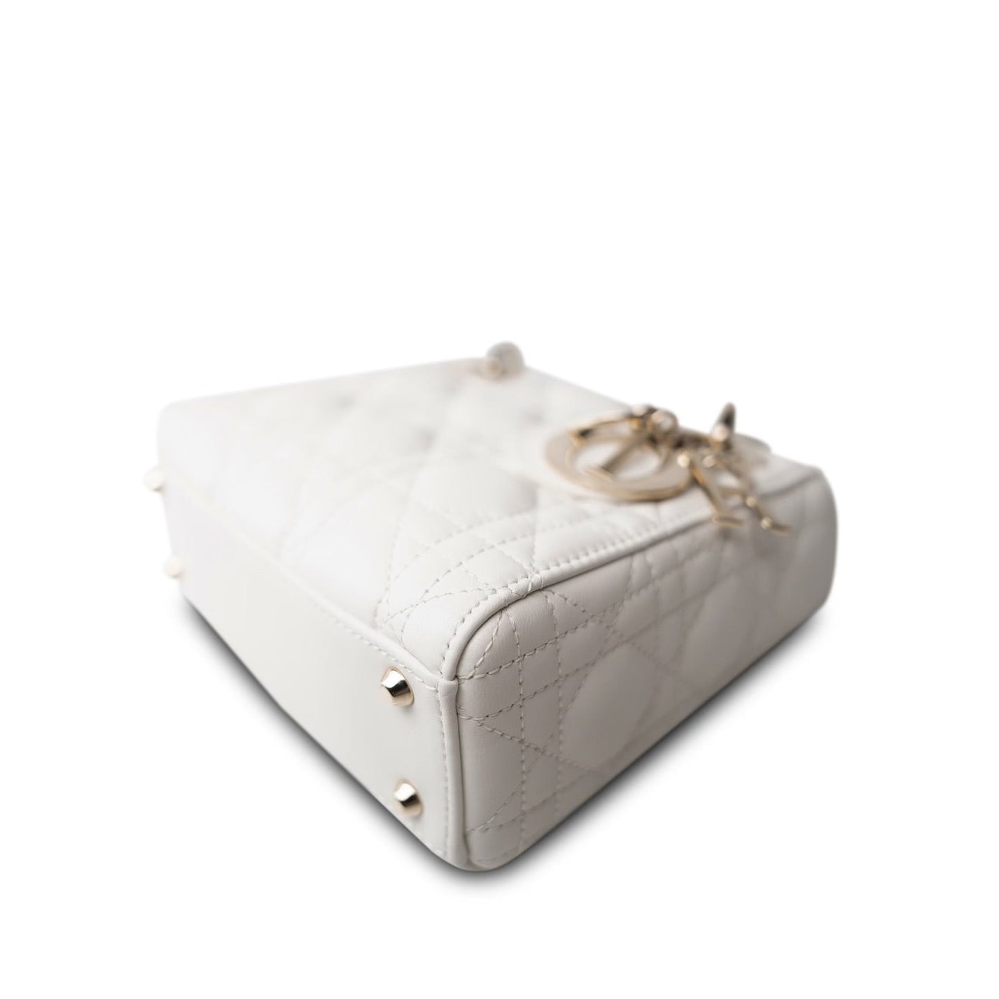 Mini Lady Dior White Lambskin Cannage