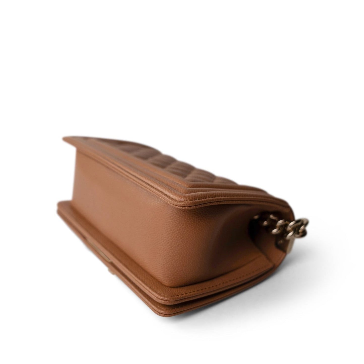 21K Caramel Boy Bag Small Caviar Quilted LGHW