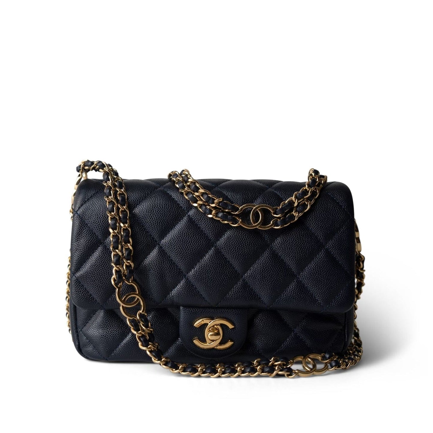 Navy Caviar Quilted CC You Flap Bag Mini GHW