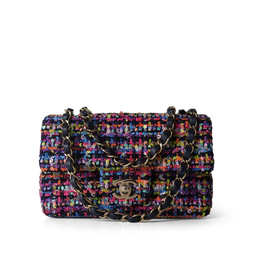 24S Multicolor Sequin Tweed Quilted Rectangular Mini Flap LGHW