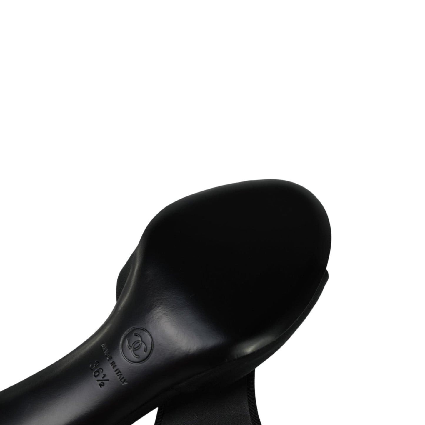 18P Black Grosgrain/Lambskin Interlocking CC Logo Mules Size 36.5