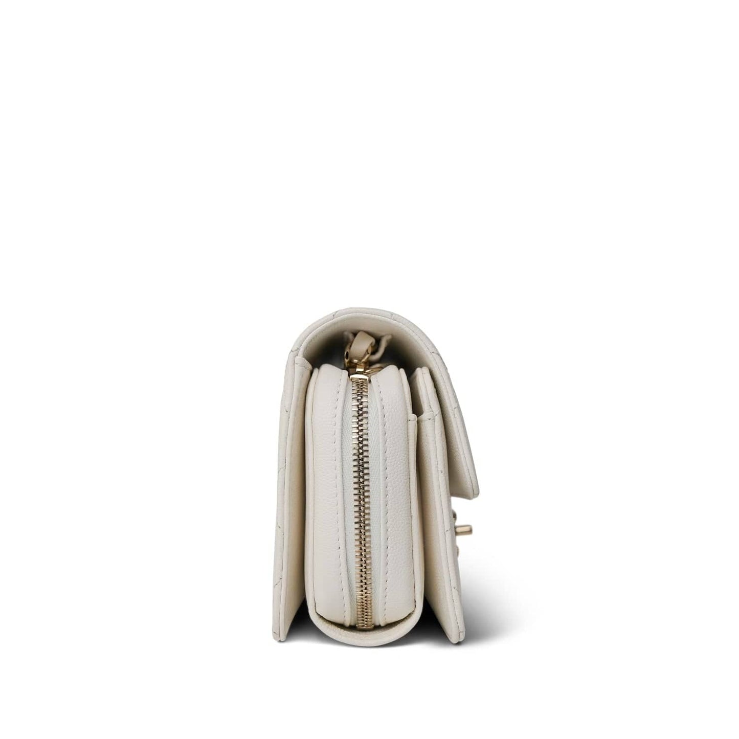 22C White Caviar Quilted Like A Wallet Flap Bag LGHW