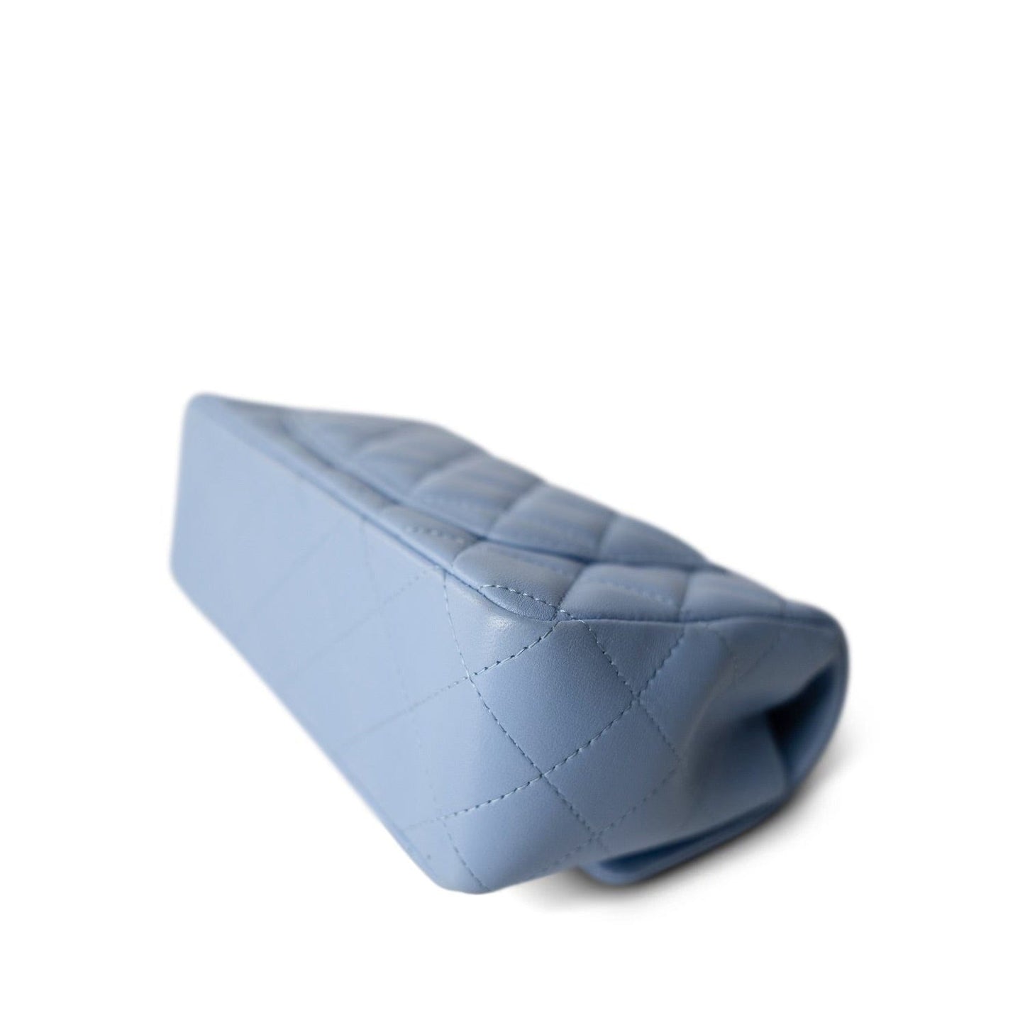 21C Sky Blue Lambskin Quilted Single Flap Mini Rectangular Light Gold Hardware