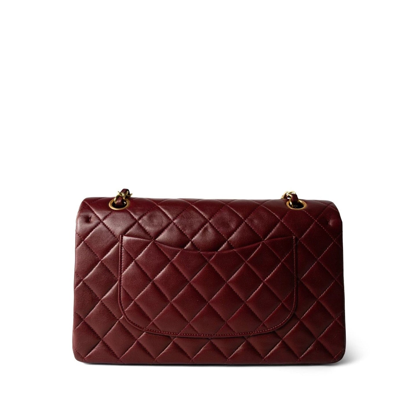 Burgundy / Wine Lambskin Quilted Classic Flap Medium Gold Hardware