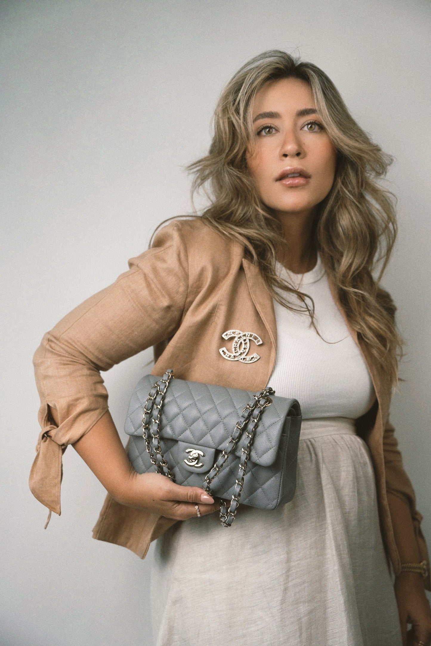 20C Grey Caviar Quilted Classic Flap Small LGHW