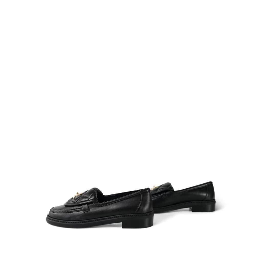 24C Black Lambskin CC Turnlock Loafers Size 38