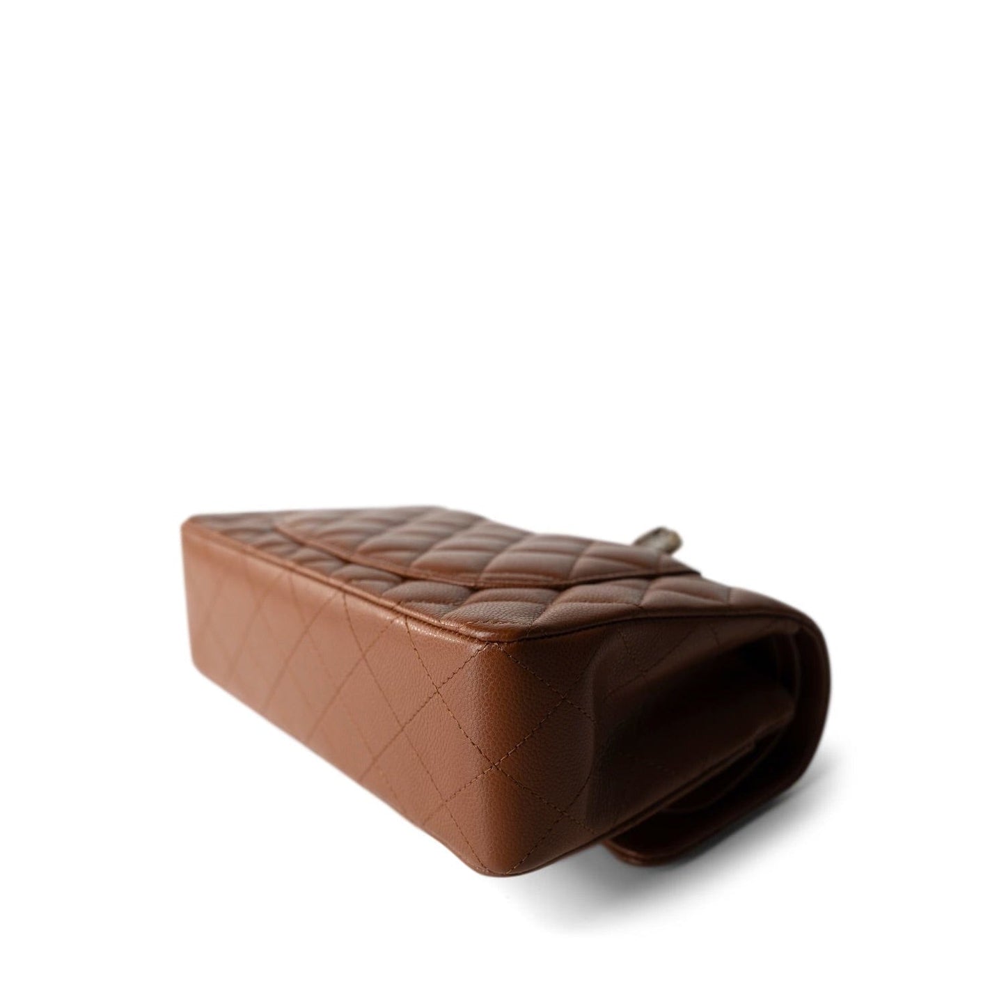 23A Brown/Cognac Caviar Quilted Classic Flap Small Light Gold Hardware