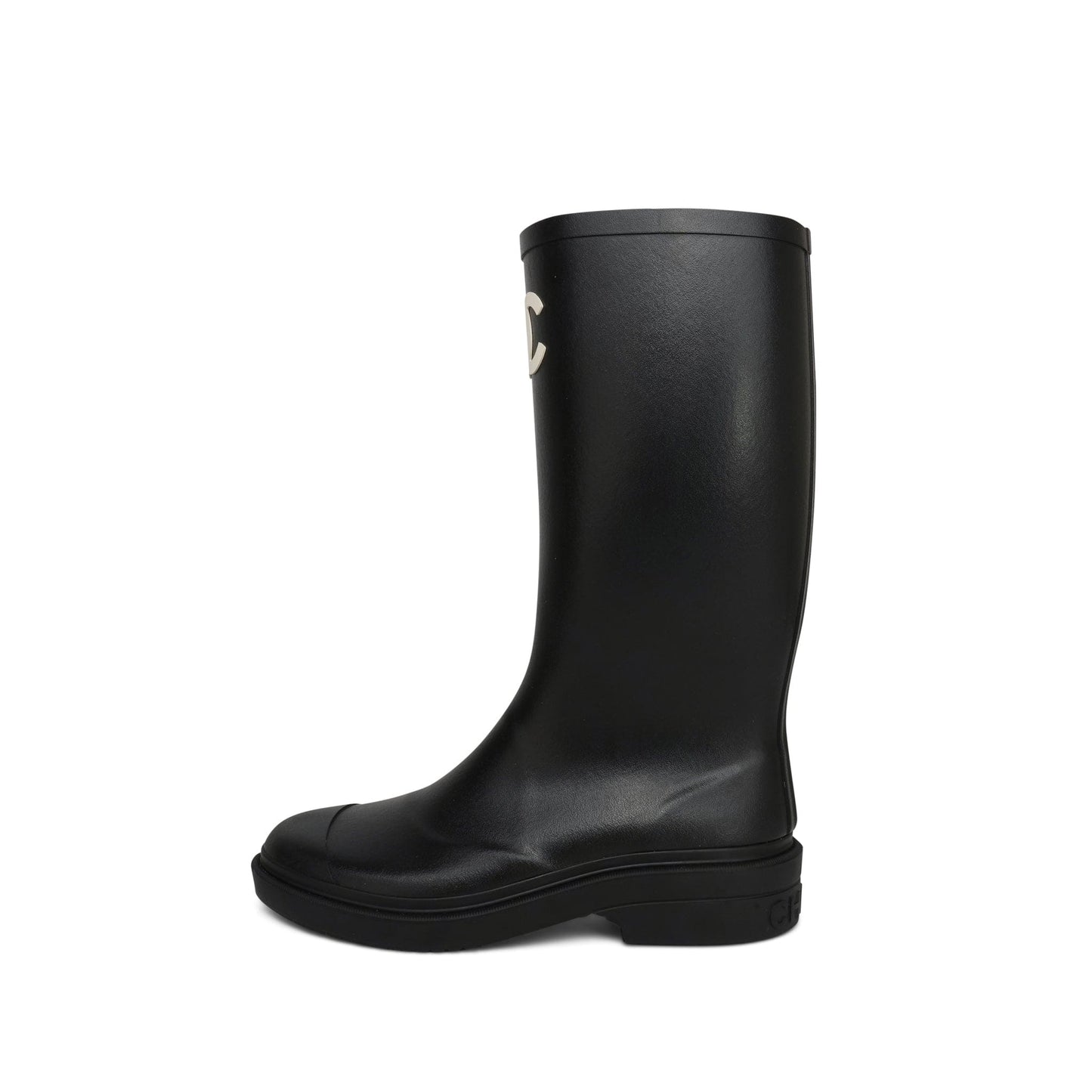 Black Caoutchouk CC High Boots Size 37