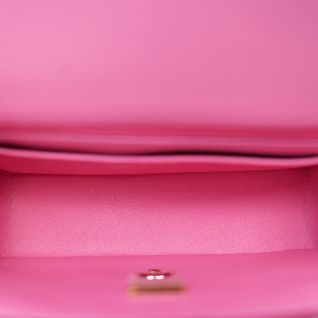 23P Dark Pink/Light Pink Lambskin Quilted Mini Top Handle LGHW