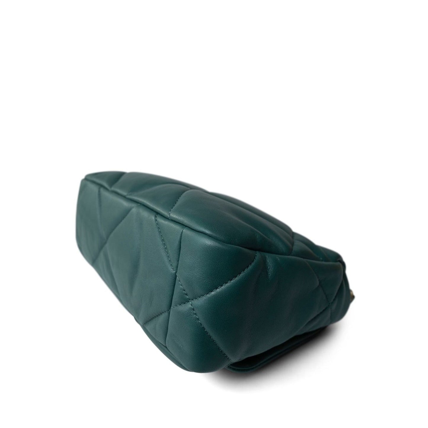 21A Dark Green Lambskin Quilted 19 Flap Small Mixed Hardware